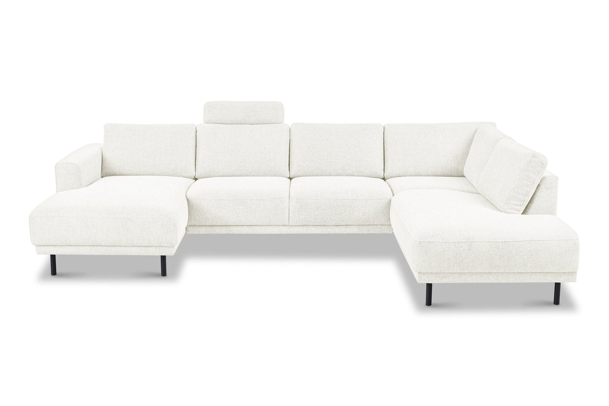 Banken - Moderne U - Bank Hoekbank Beige Stof - Rechts - 310x197x142 cm - Aniko - Dimehouse
