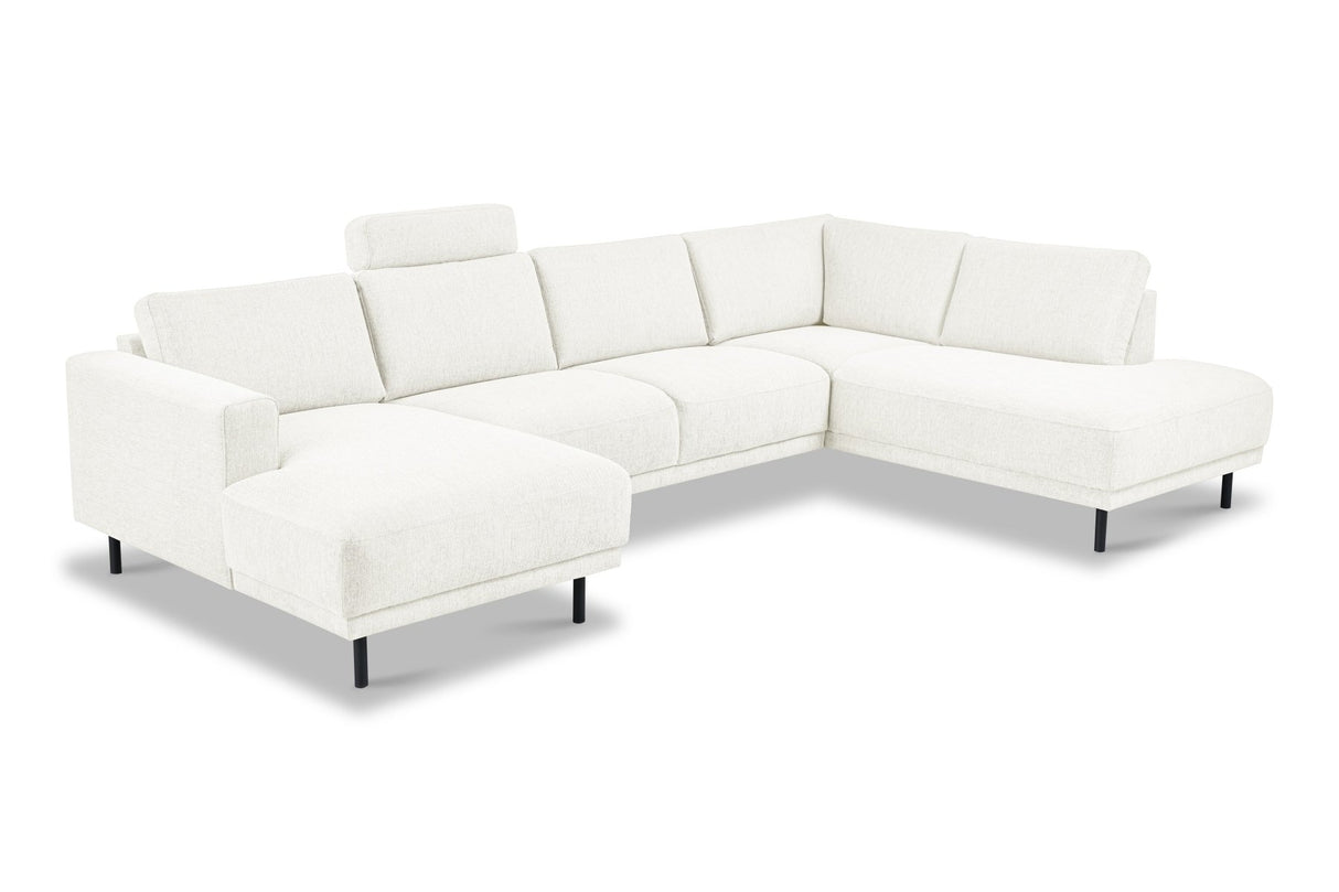 Banken - Moderne U - Bank Hoekbank Beige Stof - Rechts - 310x197x142 cm - Aniko - Dimehouse