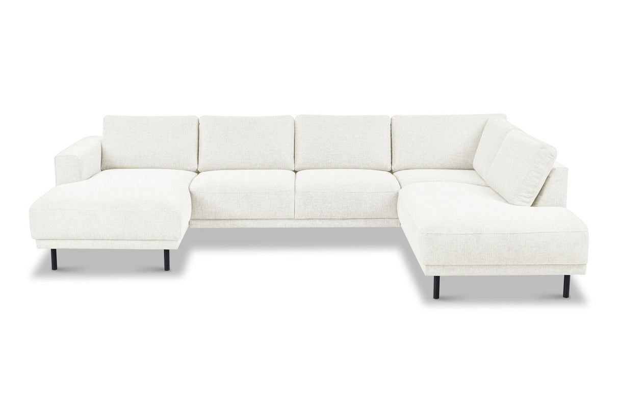 Banken - Moderne U - Bank Hoekbank Beige Stof - Rechts - 310x197x142 cm - Aniko - Dimehouse