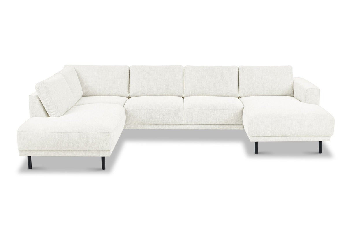 Banken - Moderne U - Bank Hoekbank Beige Stof - Links - 310x197x142 cm - Aniko - Dimehouse