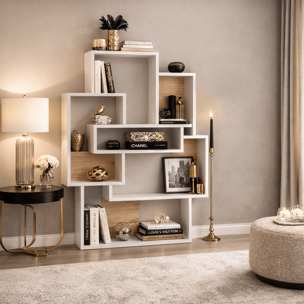 Boekenkasten - Boekenkast Barce Wit Eik Melamine 101x132x22 cm - Dimehouse