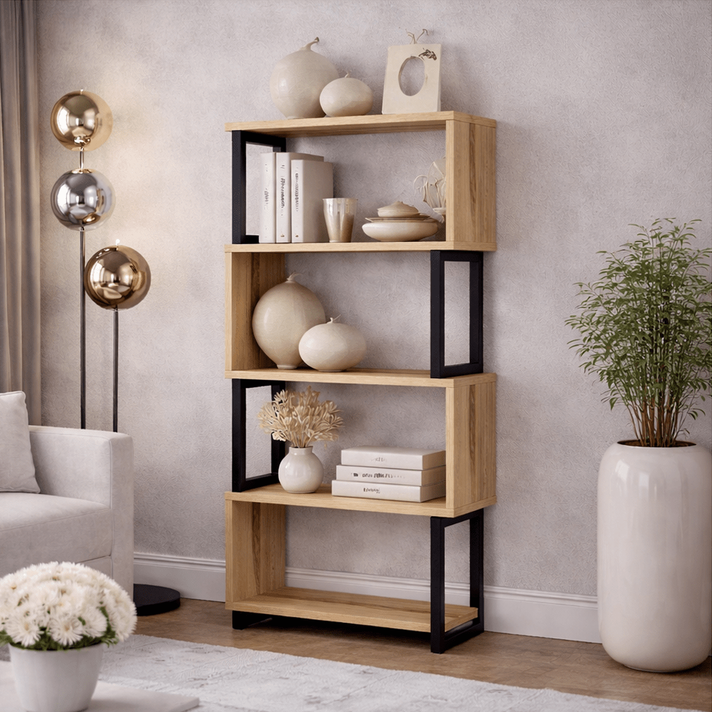 Boekenkasten - Boekenkast Ceylan Walnoot Melamine 80x128x22 cm - Dimehouse