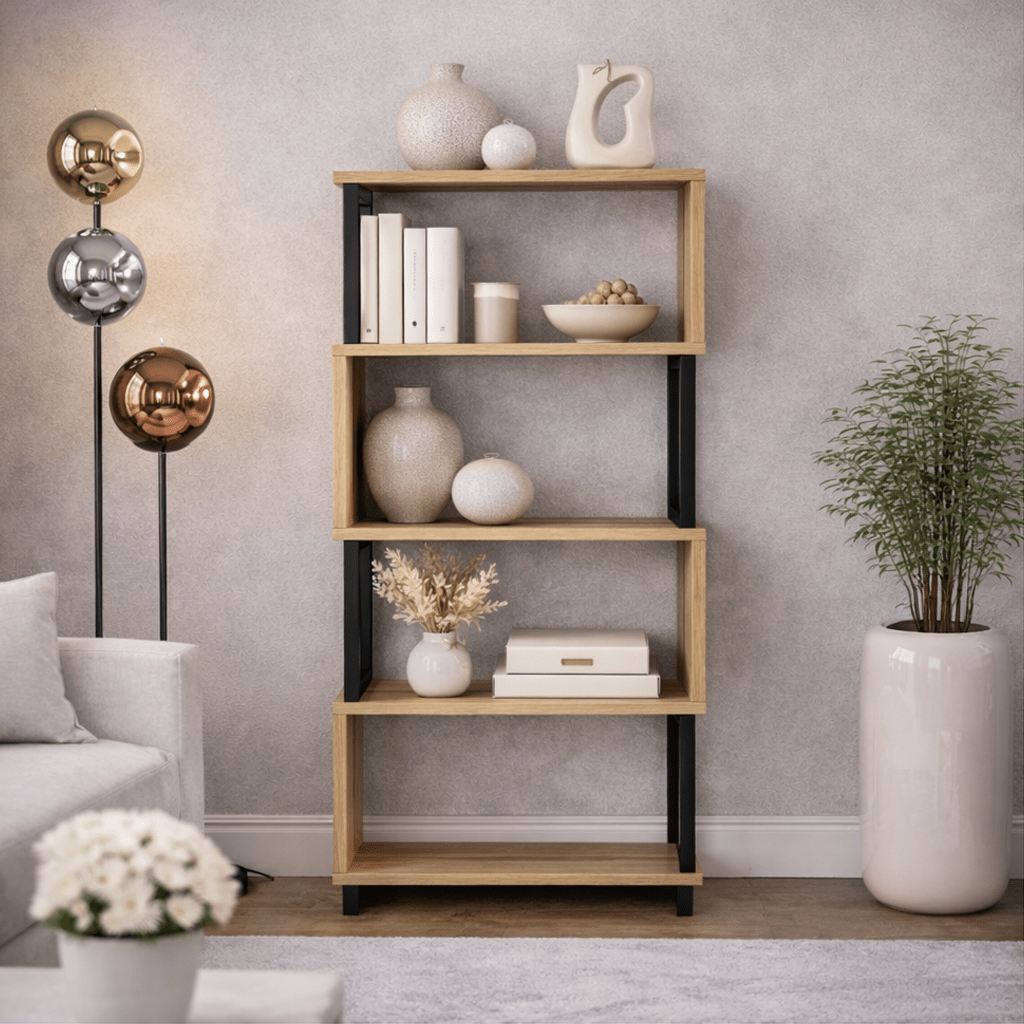 Boekenkasten - Boekenkast Ceylan Walnoot Melamine 80x128x22 cm - Dimehouse