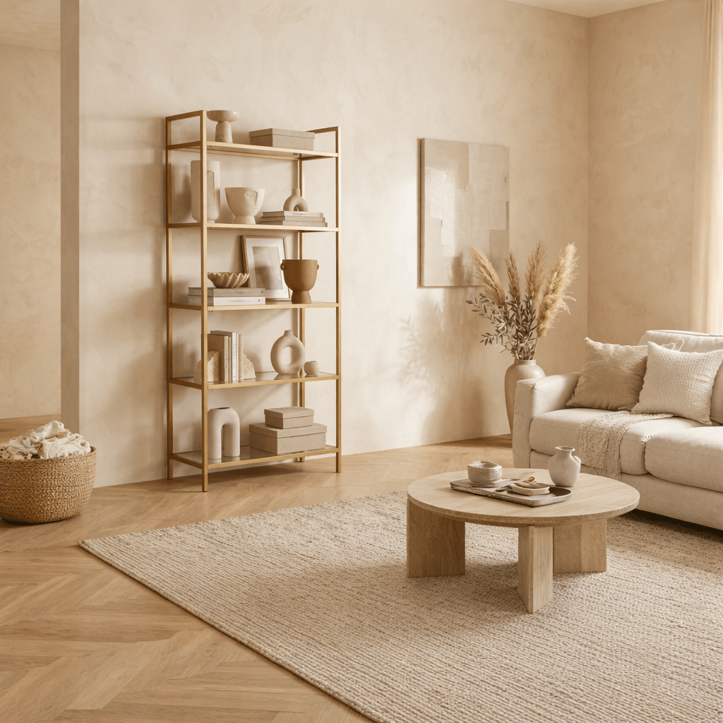 Boekenkasten - Modern chic boekenkast Veneto goud metaal glas 80x165x30 cm - Dimehouse