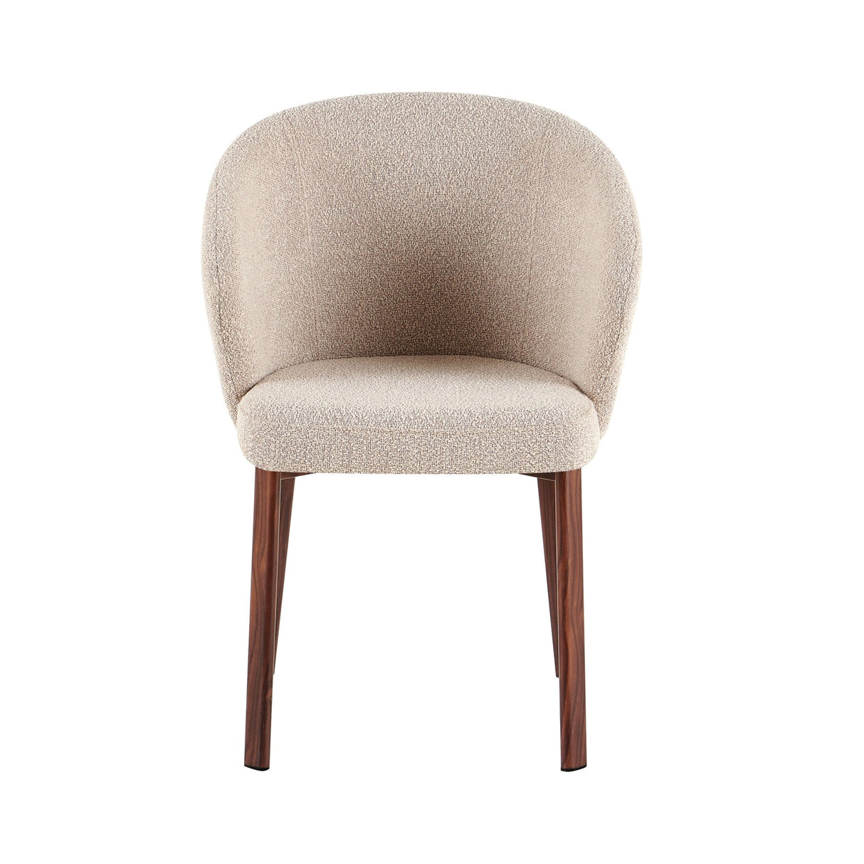 Eetkamerstoelen-Eetkamerstoel bouclé zandkleur Taro - walnootlook frame - Japandi-Dimehouse
