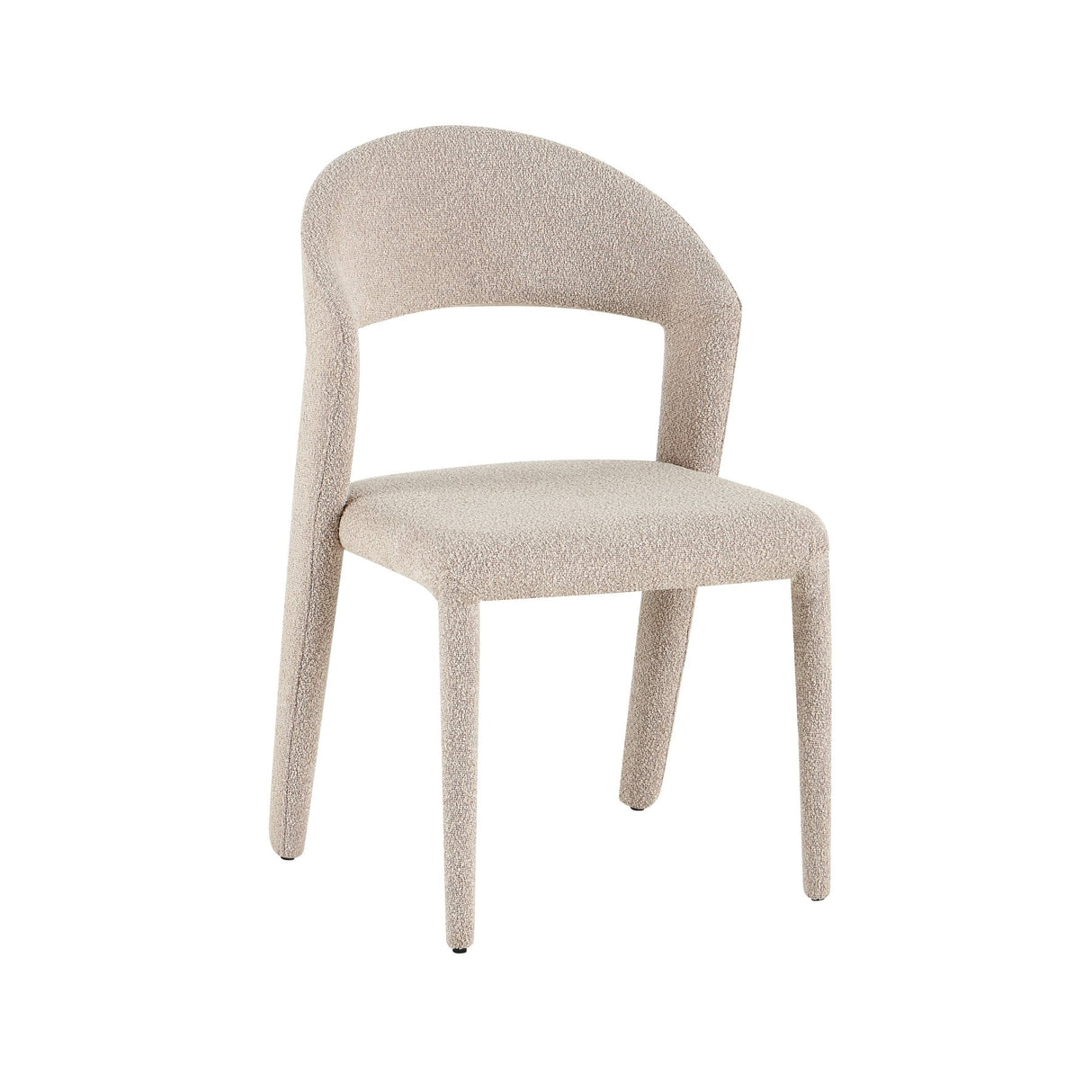 Eetkamerstoelen-Eetkamerstoel zandkleur bouclé Yumi - Japandi - volledig gestoffeerd-Dimehouse