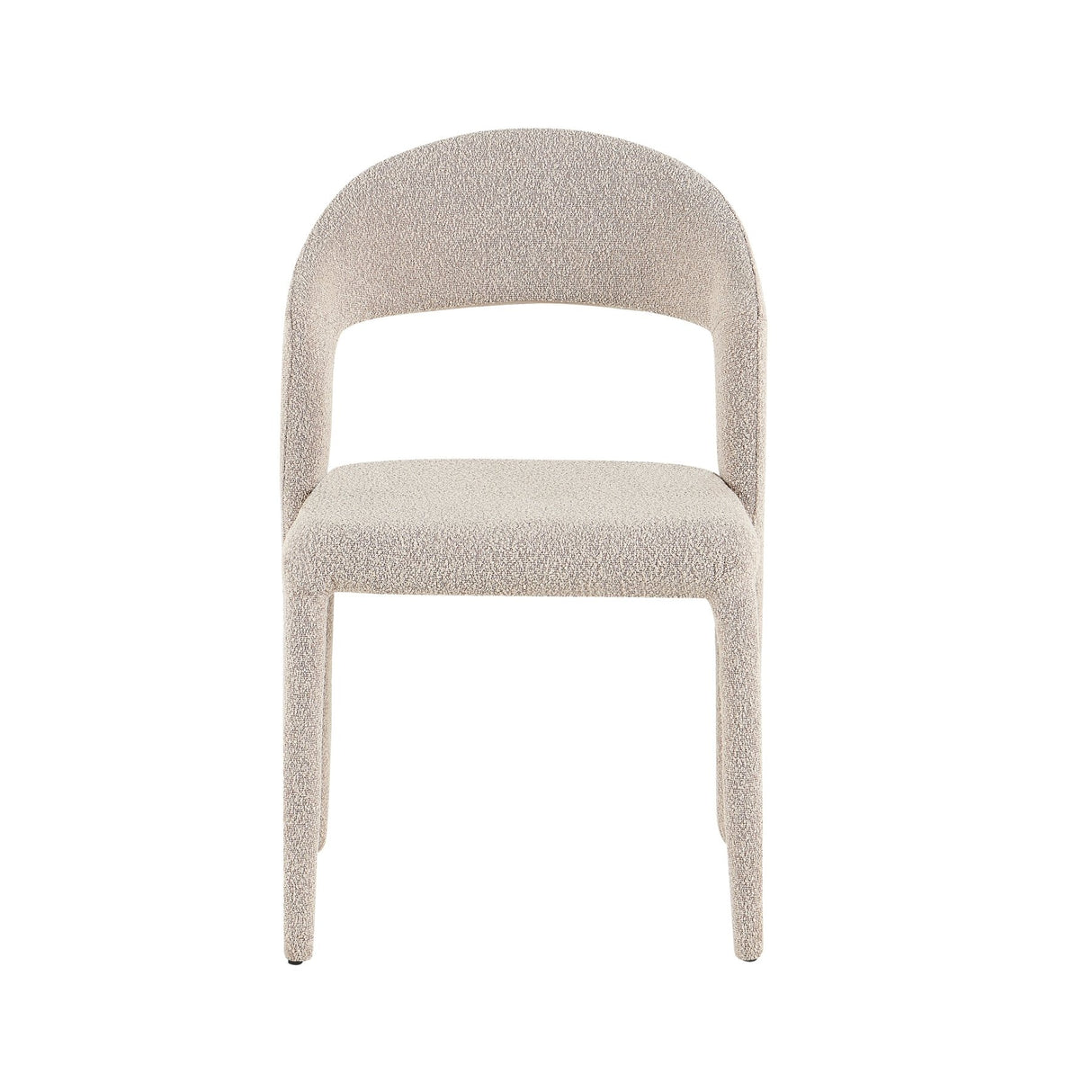 Eetkamerstoelen-Eetkamerstoel zandkleur bouclé Yumi - Japandi - volledig gestoffeerd-Dimehouse
