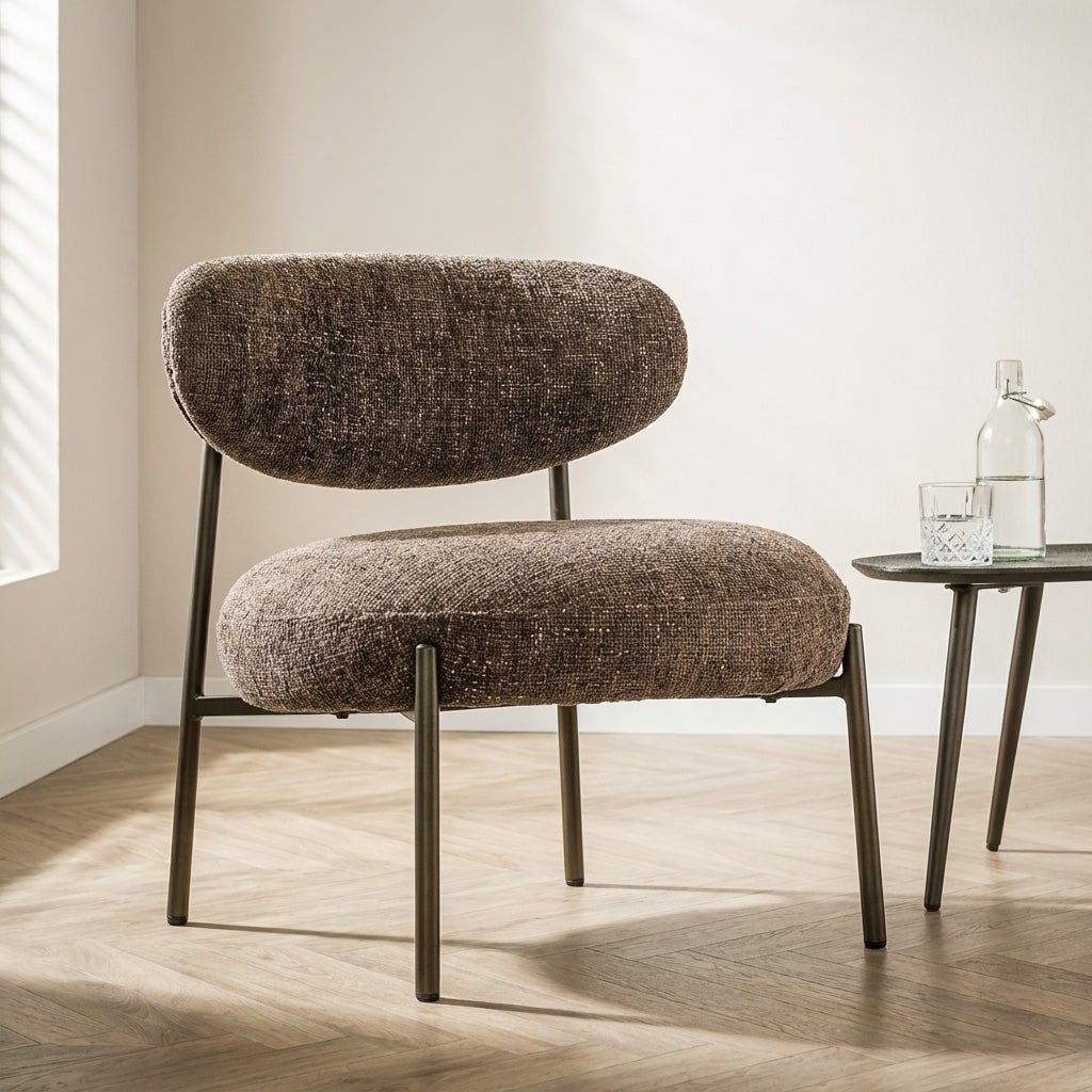 Sessel Stimmungsvolles Foto aus Nova rundem braunem Stoff Modern Innenraum
