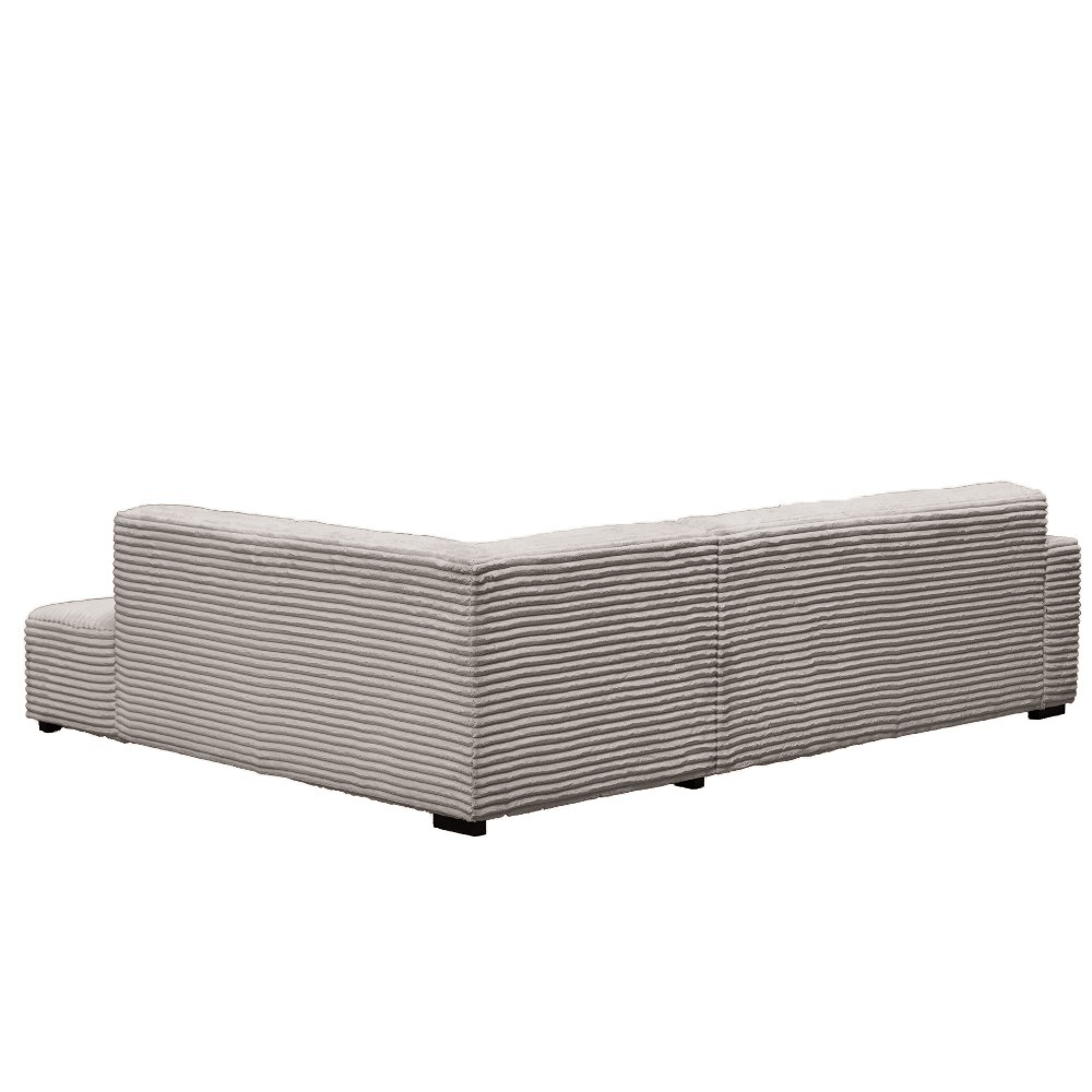 Banken - Hoekbank beige super zachte ribstof Gavi - rechts - Dimehouse