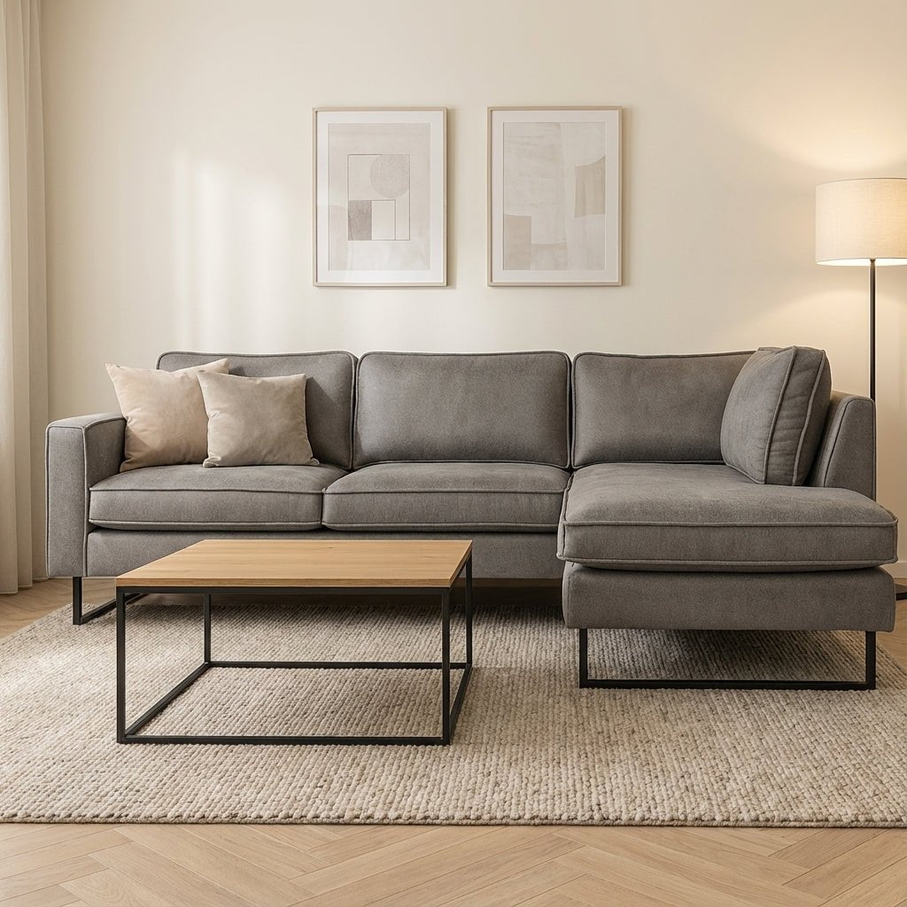 Ecksofa graue Mikrofaser Tulin – stimmungsvolles Foto rechts Modern Innenraum