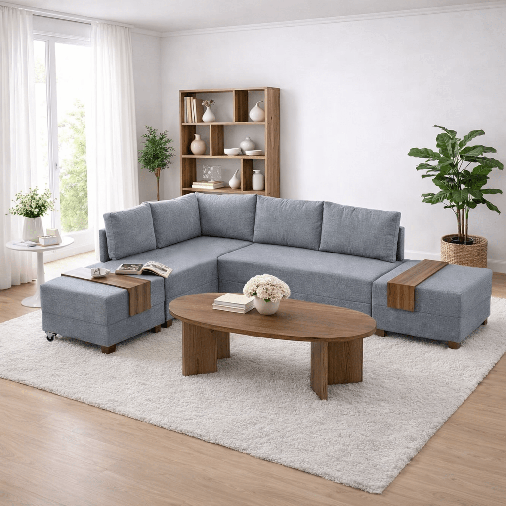 Banken - Slaapbank grijs stof - XXL 280 x 210 - Links - Fly - Dimehouse