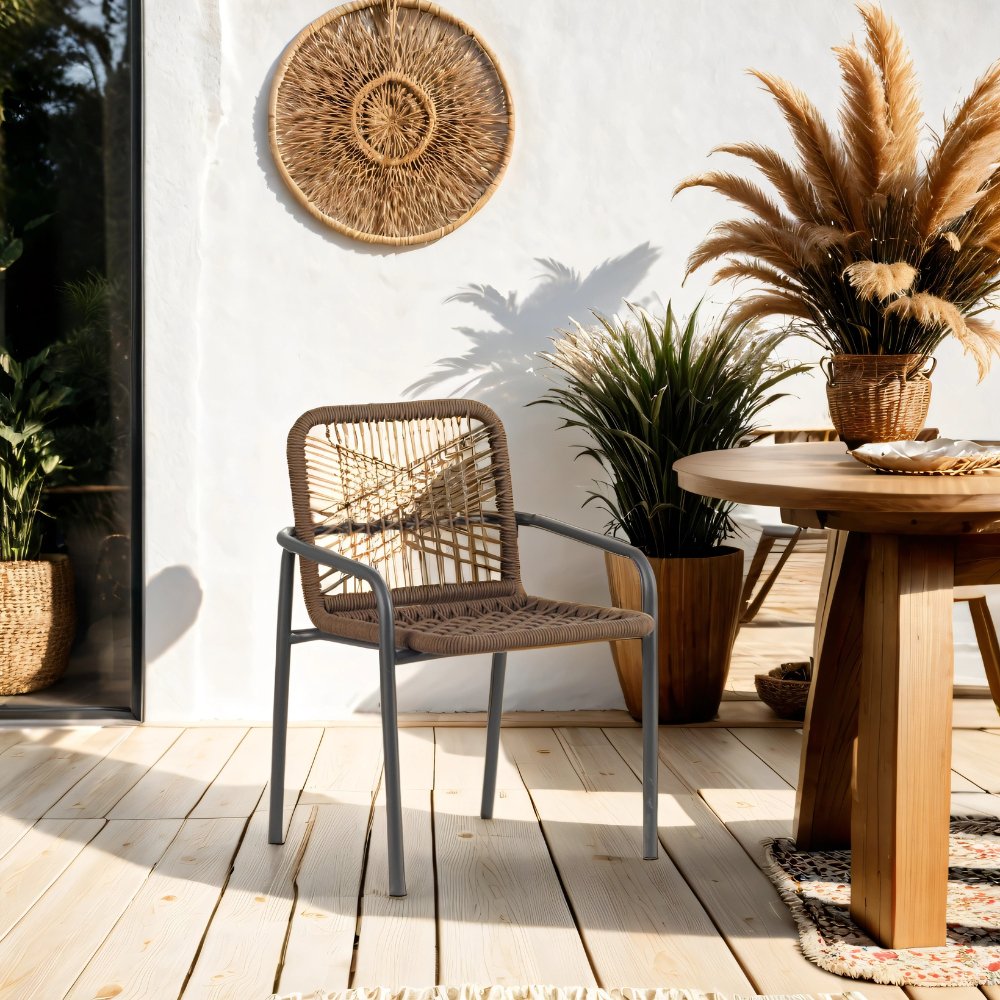 Tuinstoelen - Tuinstoel Nila Bruin Touw - Dimehouse