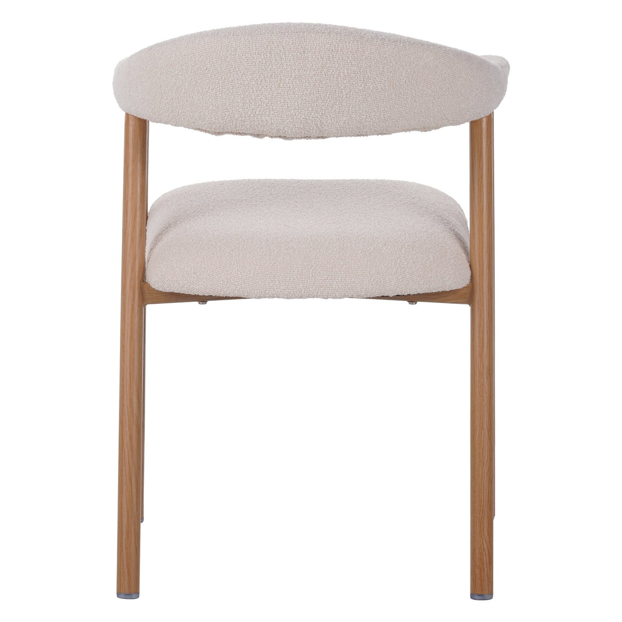 Eetkamerstoelen - Japandi Eetkamerstoel Beige Bouclé Suki - Eikenlook Frame - Met Armleuning - Dimehouse