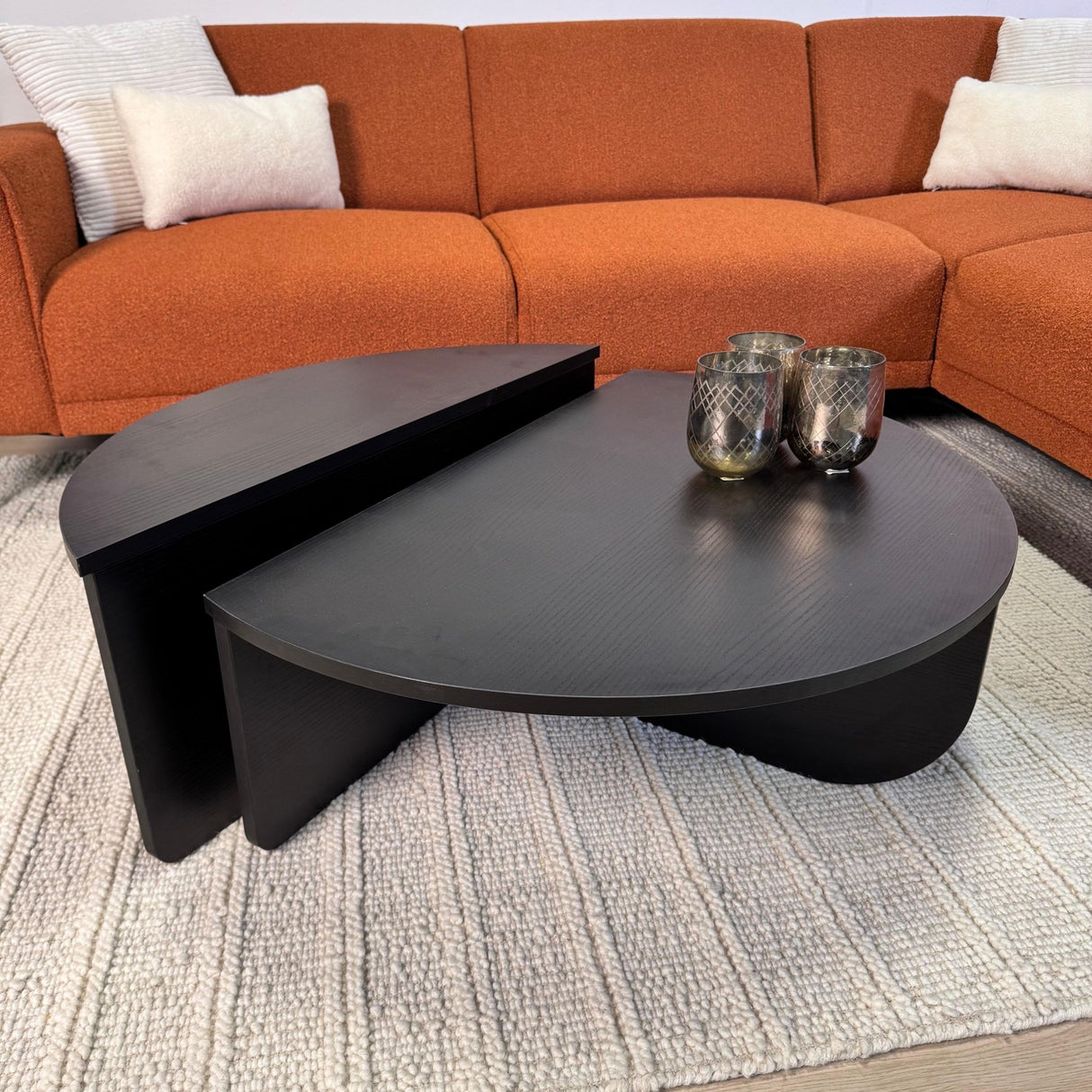 Salontafels - Ronde Salontafel Zwart Getrapt Melamine 85 cm Orin - Dimehouse
