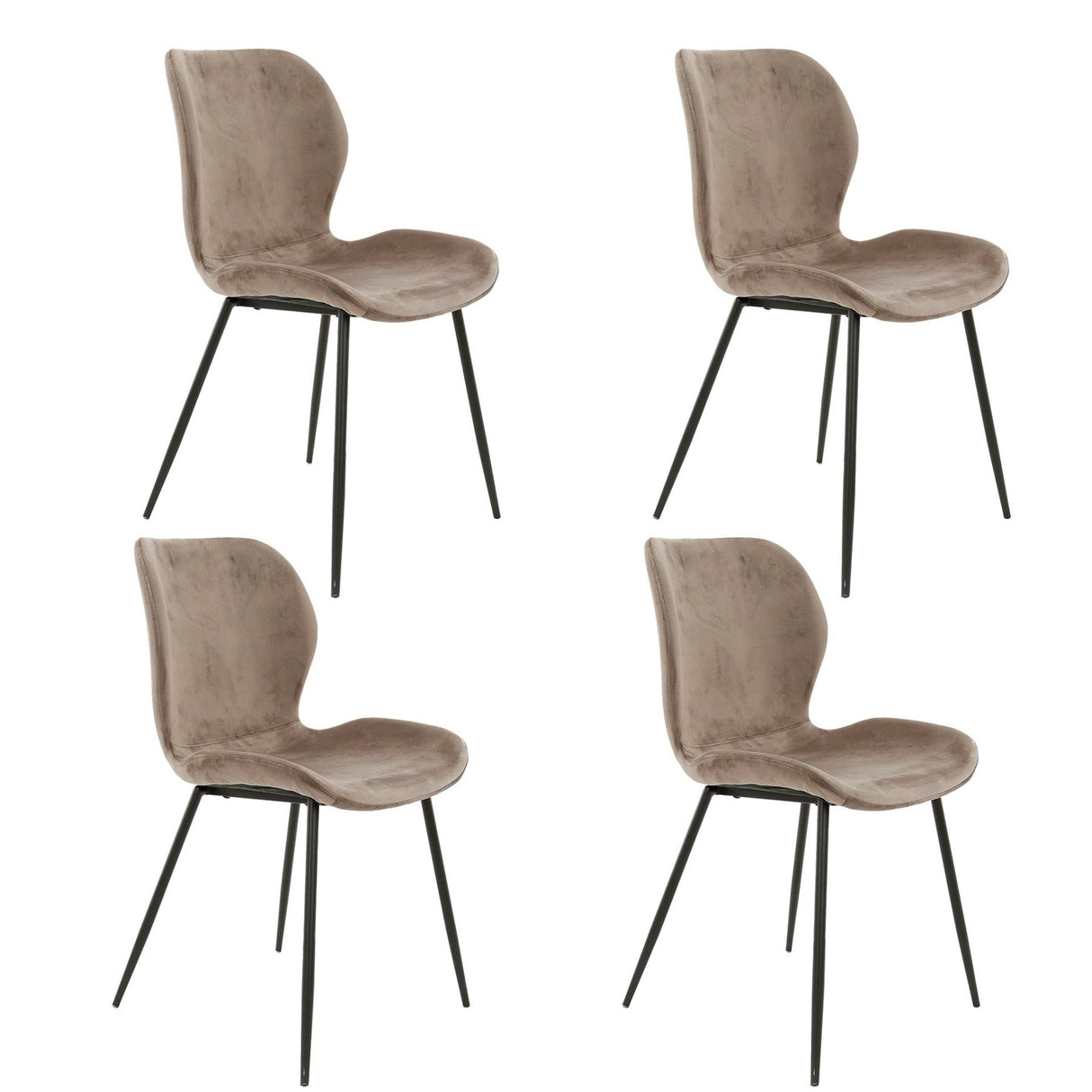 Eetkamerstoelen - Set van 4 eetkamerstoelen Argo Velours champagne - Dimehouse
