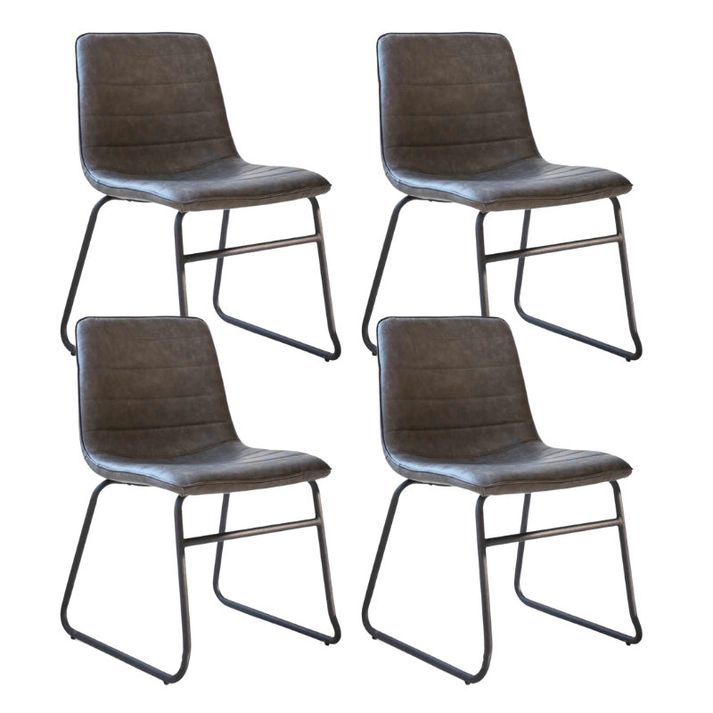 Eetkamerstoelen - Set van 4 Industriële Eetkamerstoelen Mark Antraciet Kunstleer - Zonder Armleuningen - Dimehouse
