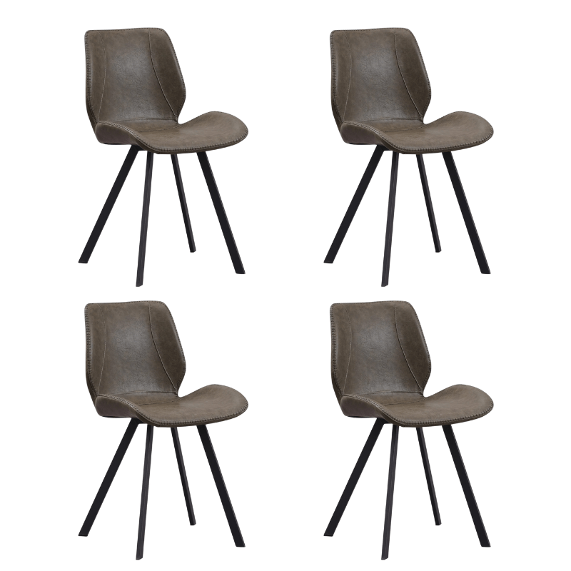 Eetkamerstoelen - Set van 4 Eetkamerstoelen Industrieel Groen Kunstleer Barry - Zonder Armleuningen - Dimehouse