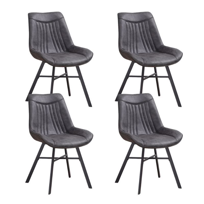 Eetkamerstoelen - Set van 4 Eetkamerstoelen Jada Antraciet Eco - leer - Zonder Armleuningen - Dimehouse