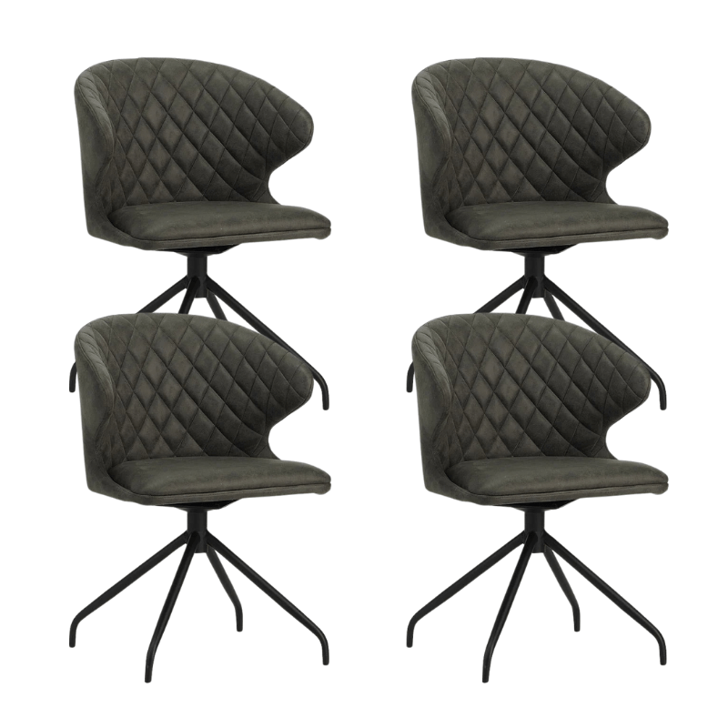 Eetkamerstoelen - Set van 4 Draaibare Eetkamerstoelen Eloi Antraciet - Dimehouse
