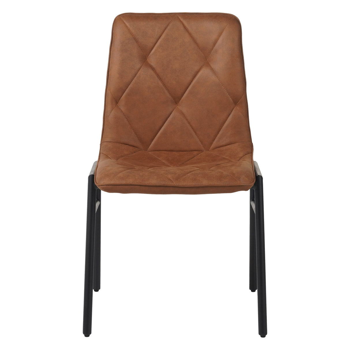 Eetkamerstoelen - Eetkamerstoel Noan Microvezel Cognac - Zonder Armleuningen - Dimehouse