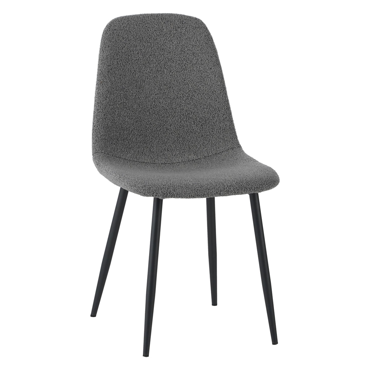 Eetkamerstoelen - Set van 4 Scandinavische Eetkamerstoelen Grijs Bouclé Stof Swift - Zonder Armleuningen - Dimehouse