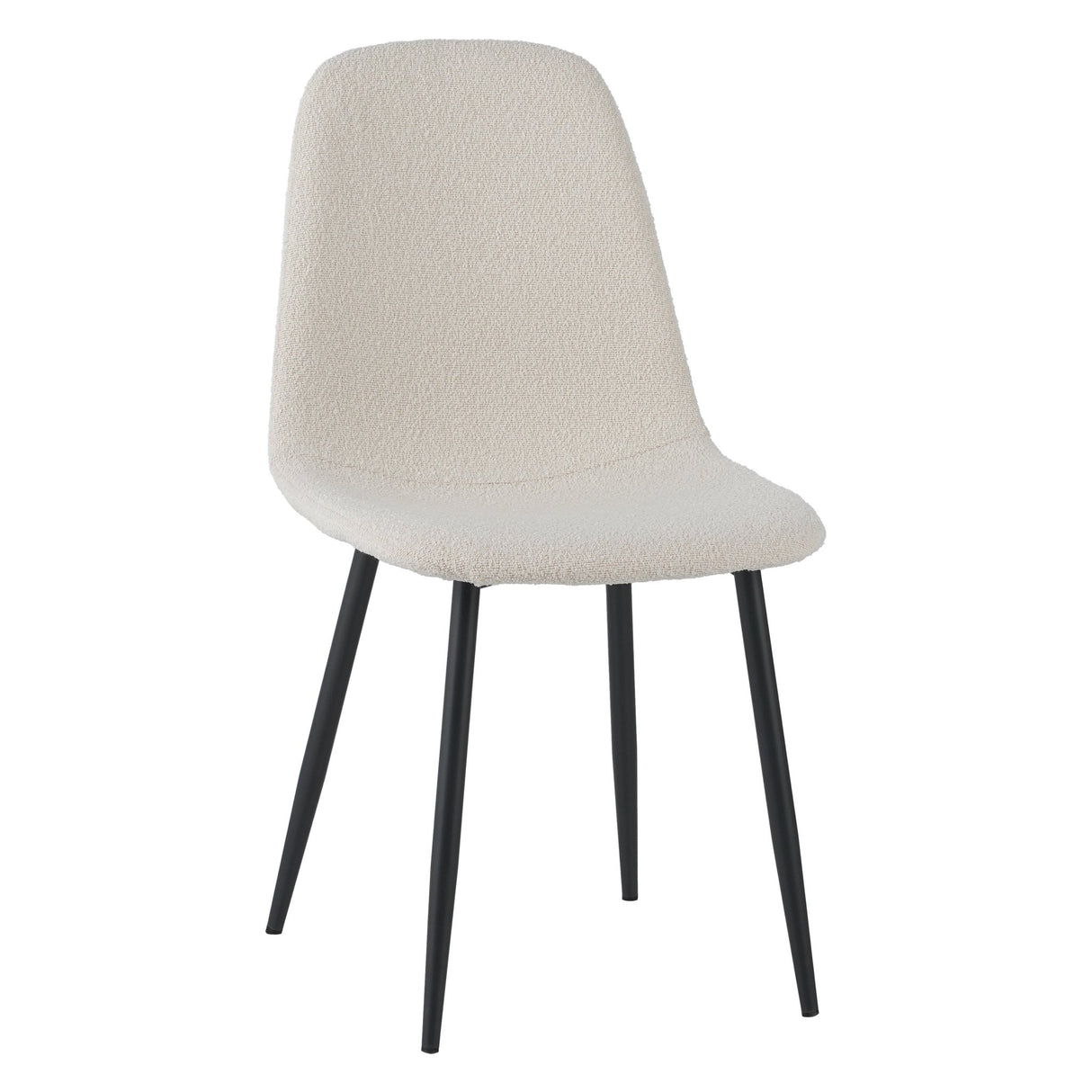 Eetkamerstoelen - Set van 4 Scandinavische Eetkamerstoelen Crème Bouclé Stof Swift - Zonder Armleuningen - Dimehouse