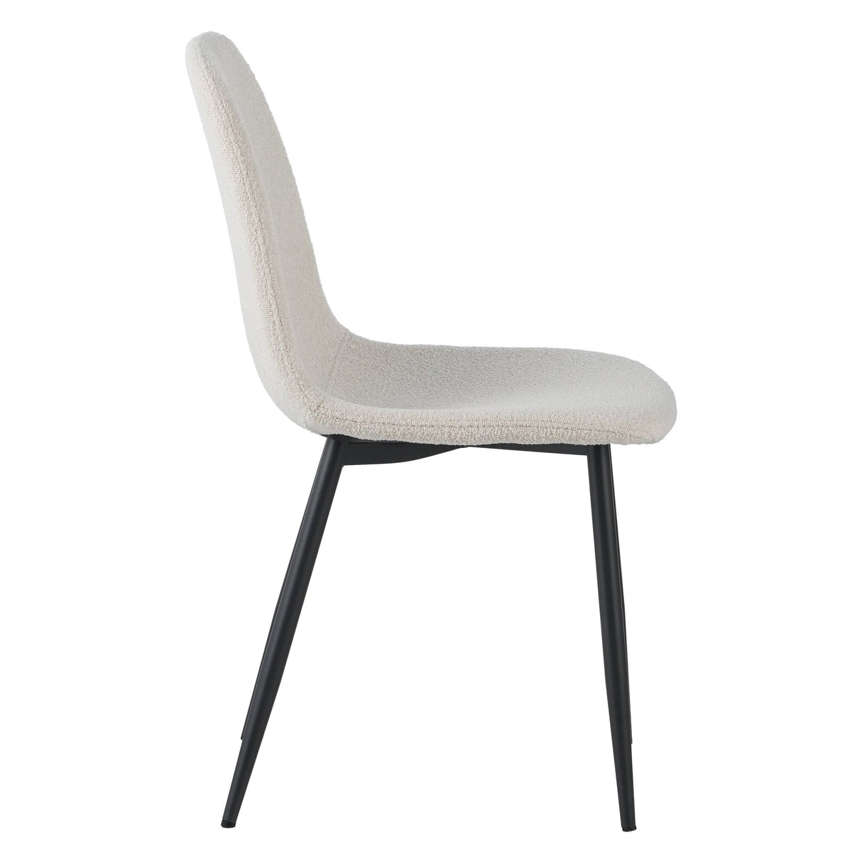Eetkamerstoelen - Set van 4 Scandinavische Eetkamerstoelen Crème Bouclé Stof Swift - Zonder Armleuningen - Dimehouse