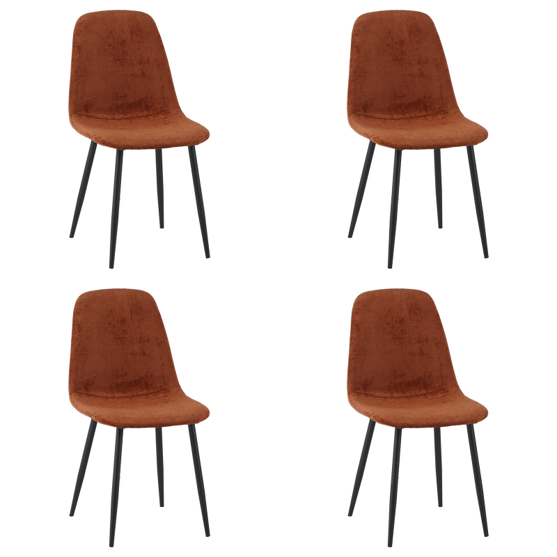 Eetkamerstoelen - Set van 4 Scandinavische Eetkamerstoelen Terra Chenille Stof Swift - Zonder Armleuningen - Dimehouse