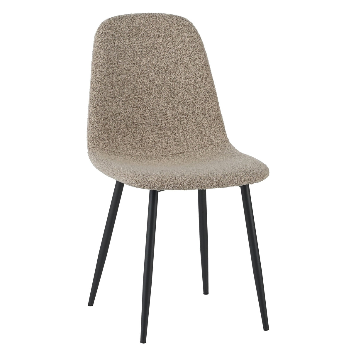 Eetkamerstoelen - Set van 4 Scandinavische Eetkamerstoelen Latte Bouclé Stof Swift - Zonder Armleuningen - Dimehouse