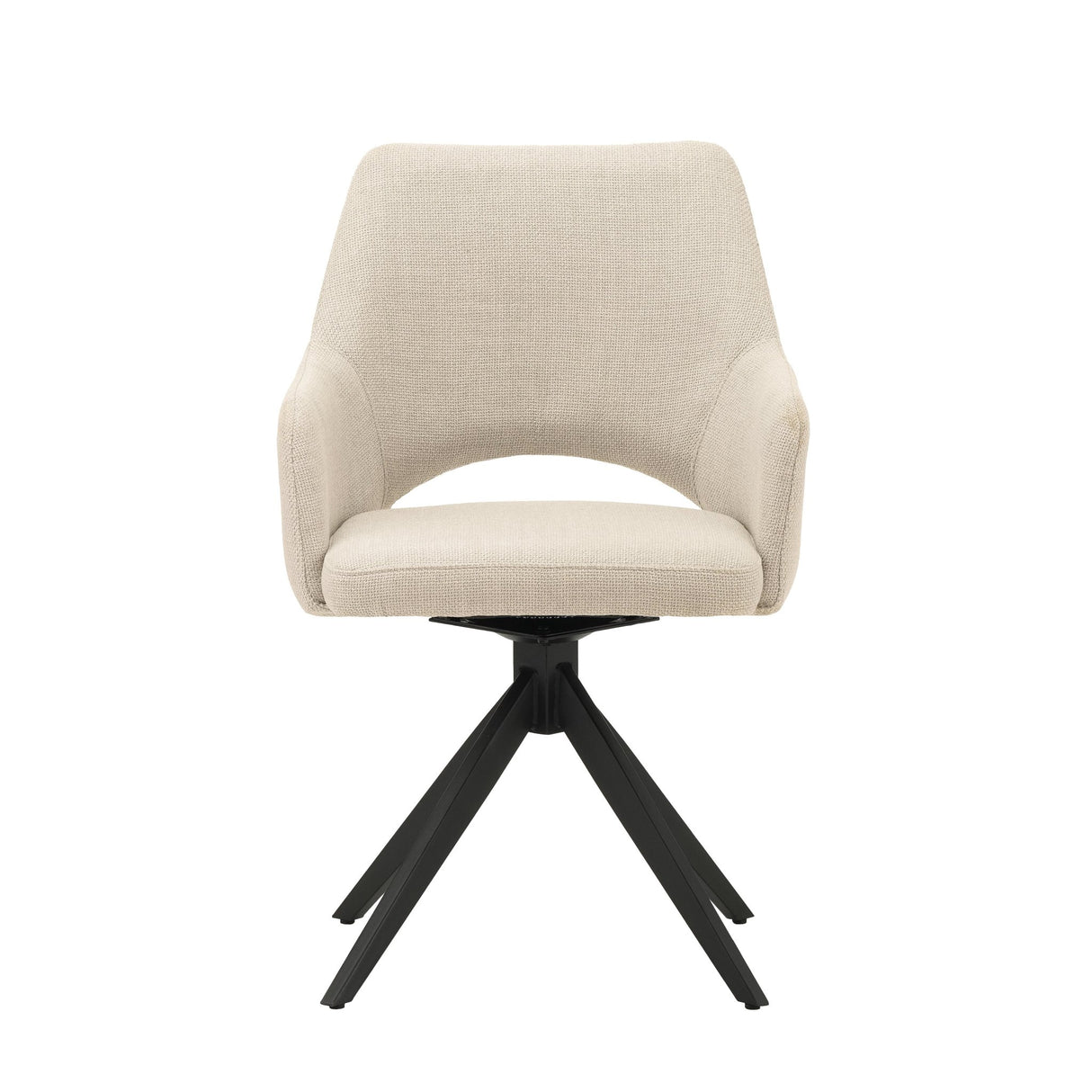 Eetkamerstoelen - Moderne Draaibare Eetkamerstoel Beige Stof Sid - Met Armleuningen - Dimehouse