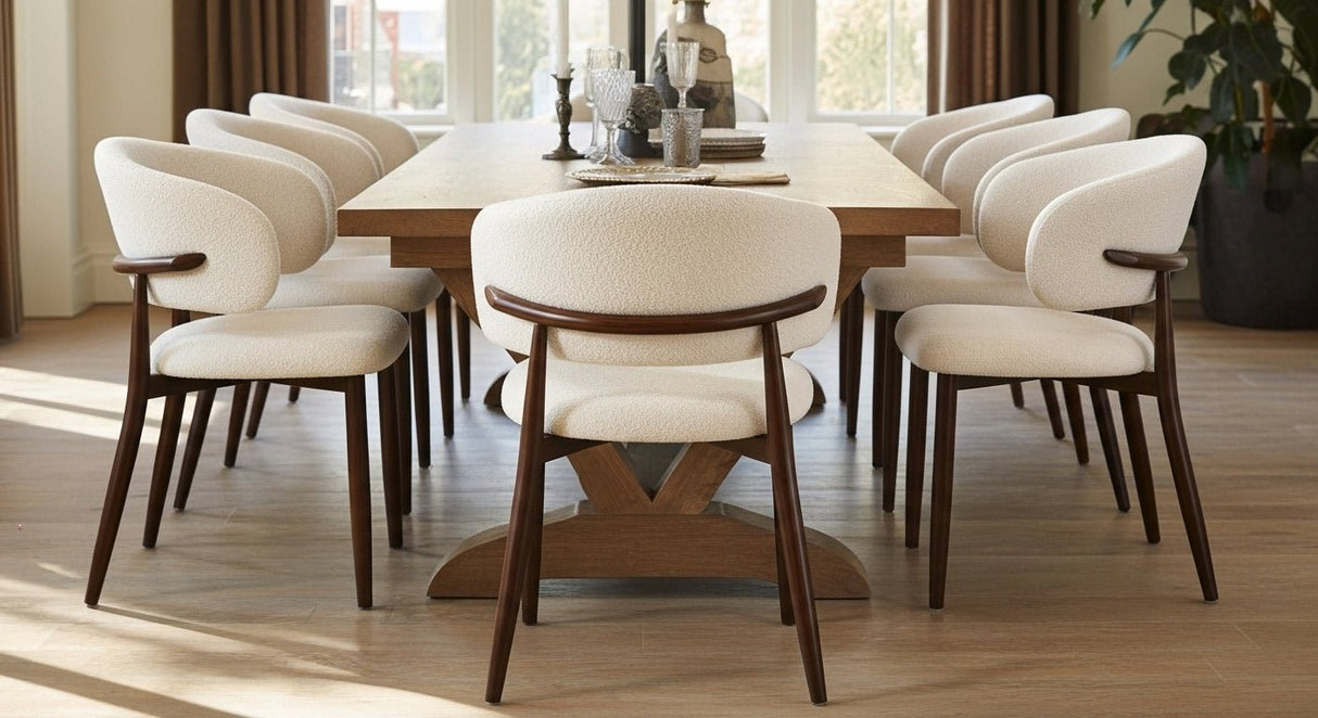 Eetkamerstoelen - Japandi Eetkamerstoel Yuka Zand - Walnootlook Frame - Dimehouse
