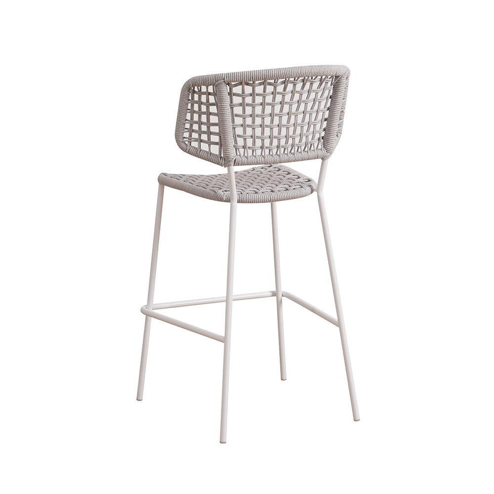 Gartenstuhl Leslie Dimehouse Weiß LxBxH 118x58x55 Seil Weißes Foto, diagonale Rückansicht