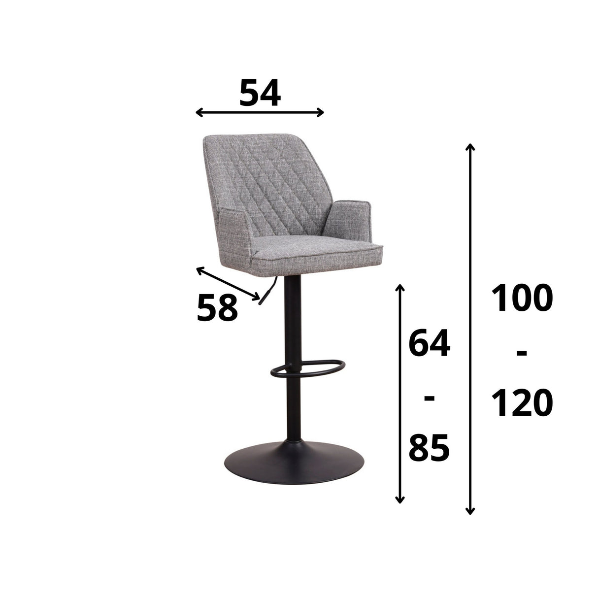 Barhocker Novan-Chenille Dimehouse Hellgrau LxBxH 75x58x54 Stoff Weiß Fotogrößenangabe