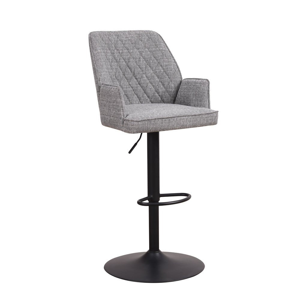 Barhocker Novan-Chenille Dimehouse Hellgrau LxBxH 75x58x54 Stoff Weißes Foto diagonale Vorderansicht