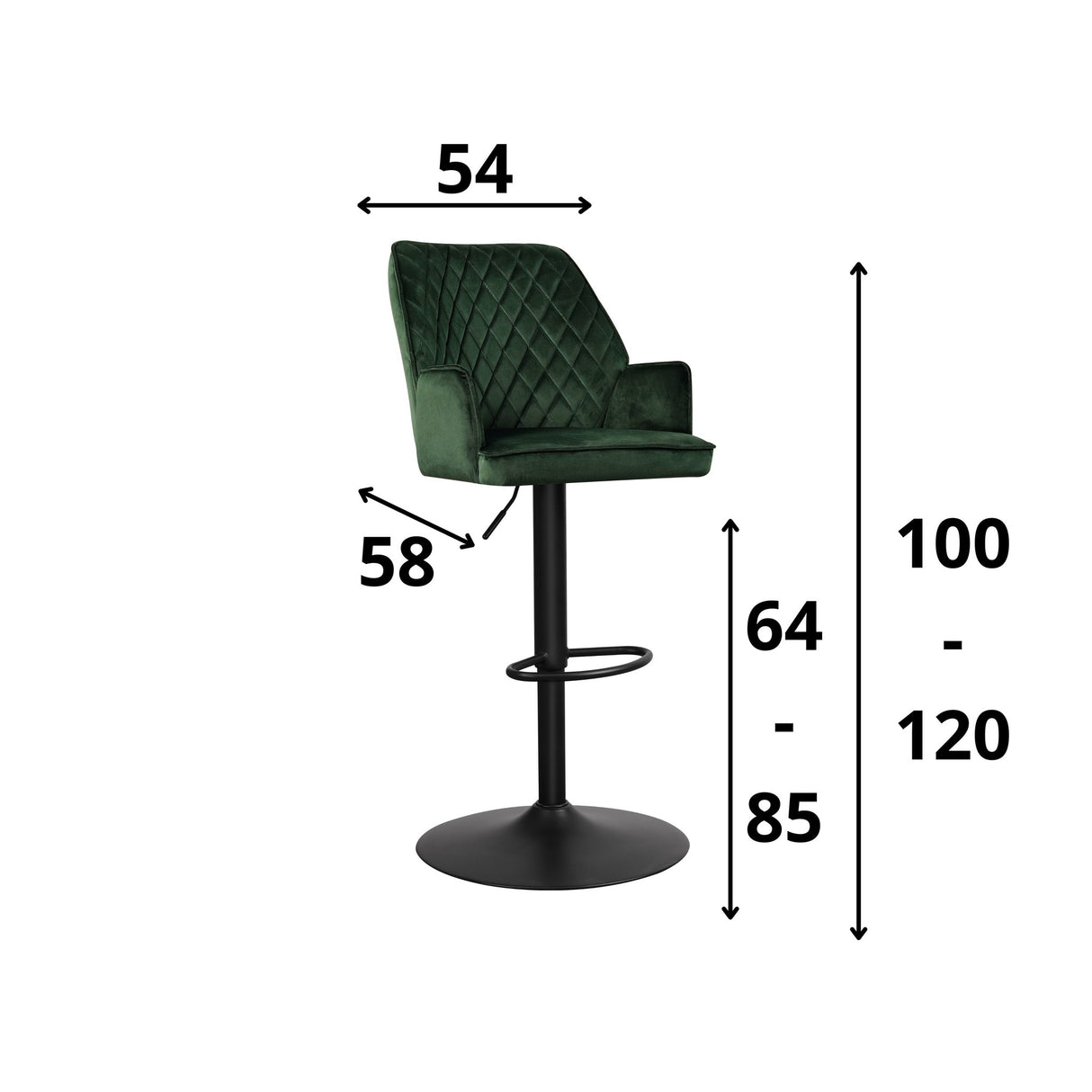 Barhocker Novan-Samt Dimehouse Grün LxBxH 75x58x54 Stoff Weiß Fotogrößenangabe