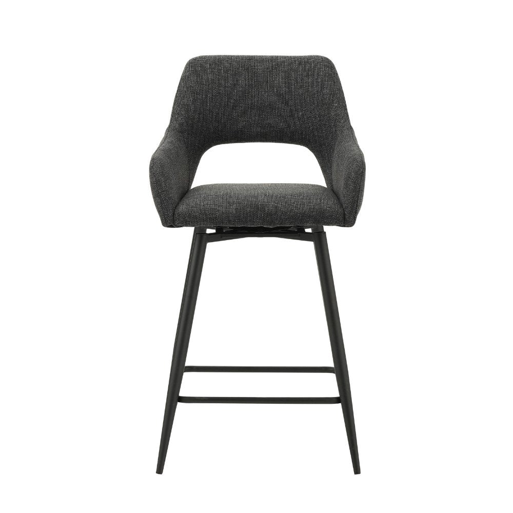 Barhocker Skye Dimehouse Schwarz LxBxH 81x63x54 Stoff Weißes Foto Vorderansicht