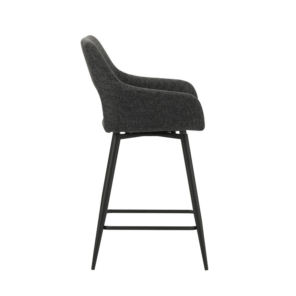 Barhocker Skye Dimehouse Schwarz LxBxH 81x63x54 Stoff Weißes Foto Seitenansicht