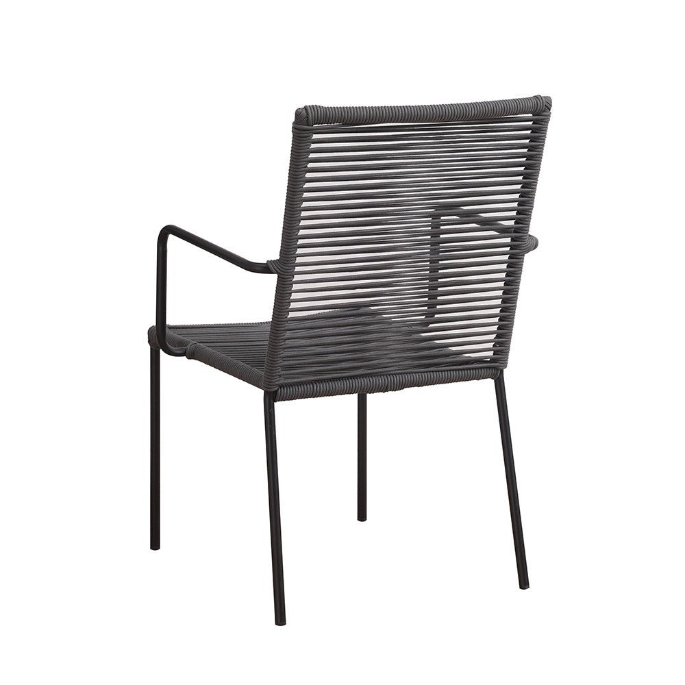 Gartenstuhl Iza Dimehouse Anthrazit LxBxH 93x69x60 Seil Weiß Foto diagonal Rückansicht
