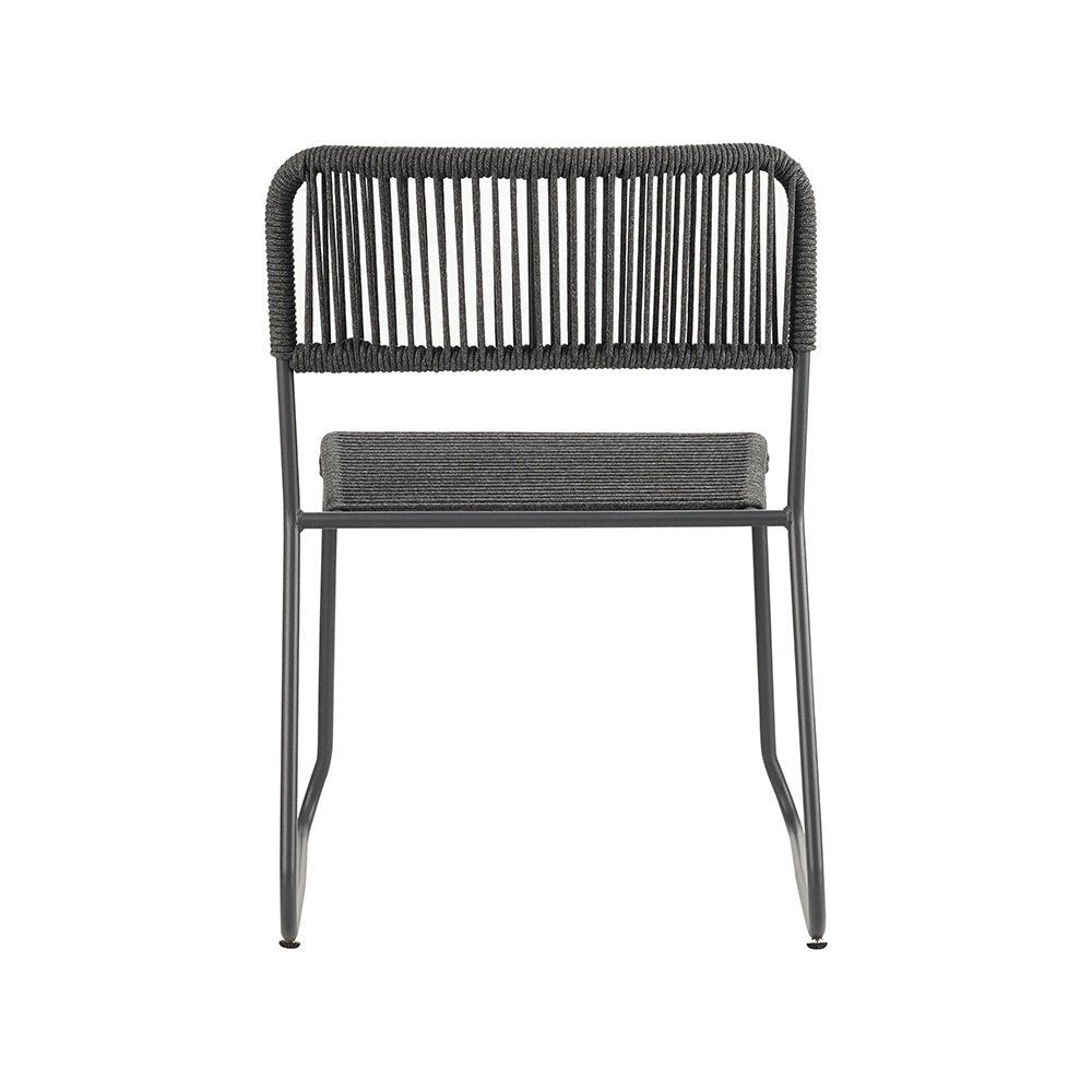 Gartenstuhl Lester Dimehouse Grau LxBxH 86x60x57 Seil Weißes Foto diagonale Rückansicht