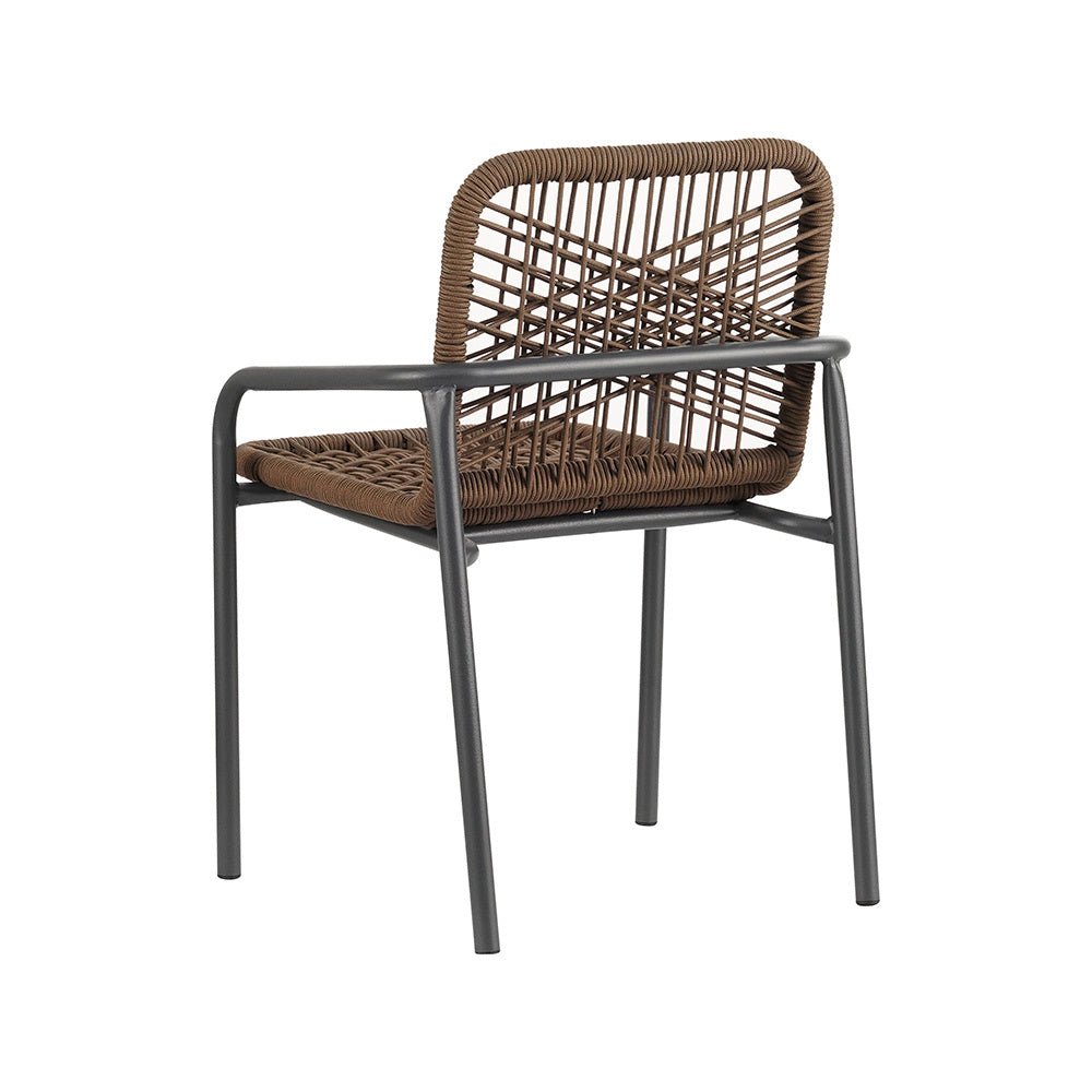 Gartenstuhl Nila Dimehouse Braun LxBxH 64x55x55 Seil Weißes Foto diagonale Rückansicht
