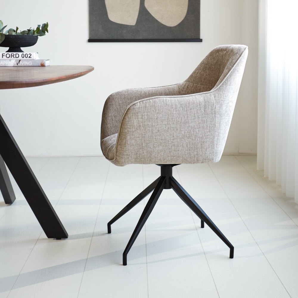 Esszimmerstuhl Camiel Dimehouse Grau LxBxH 62x61x54 Stoff Stimmungsvolle Foto-Seitenansicht