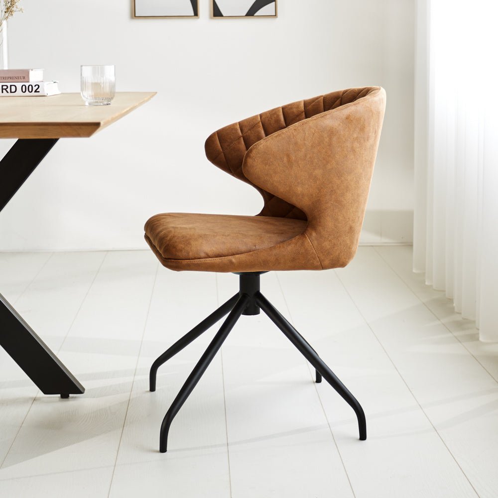 Esszimmerstuhl Eloi Dimehouse Cognac LxBxH 58x58x54 Stoff Stimmungsvolle Foto-Seitenansicht