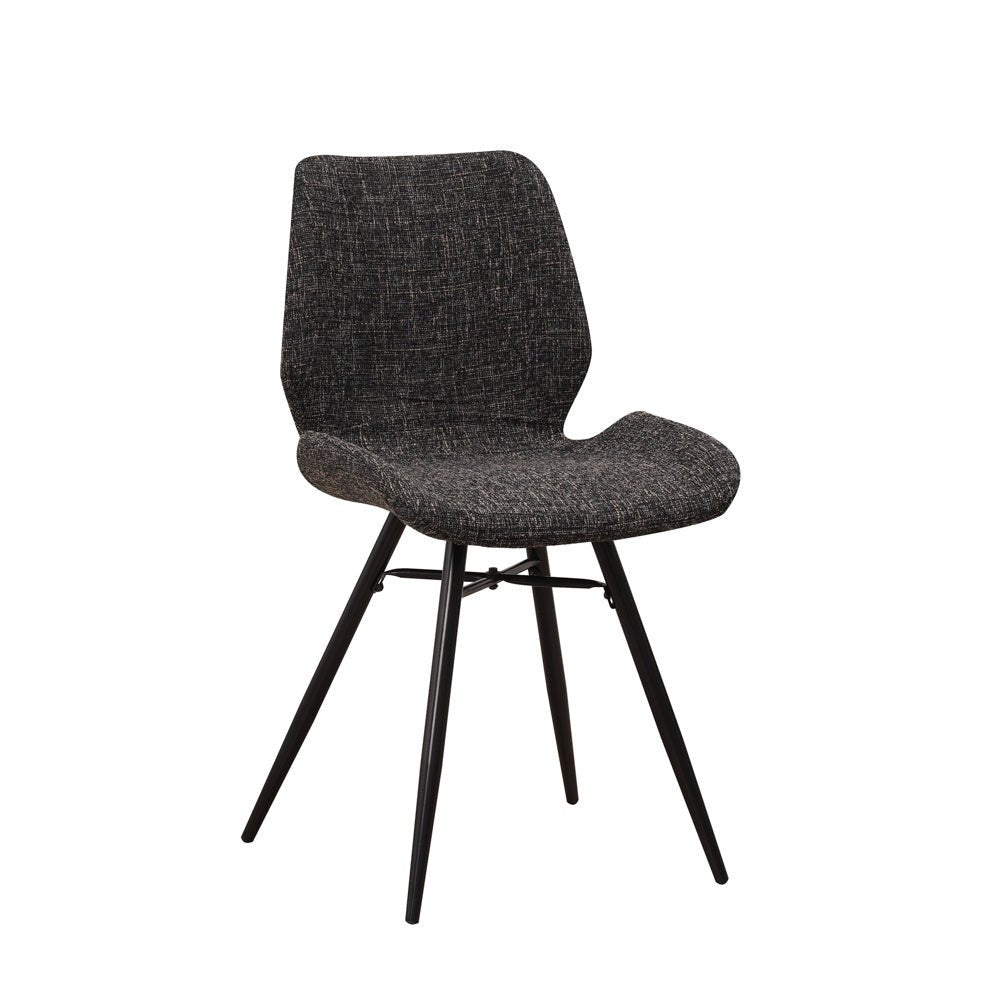 Esszimmerstuhl Beau Chenille Dimehouse Anthrazit LxBxH 72x68x50 Stoff Weiß Foto diagonale Vorderansicht