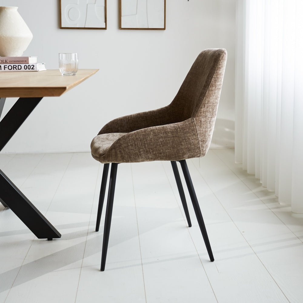 Esszimmerstuhl Elle Dimehouse Taupe LxBxH 64x61x56 Stoff Stimmungsvolle Foto-Seitenansicht