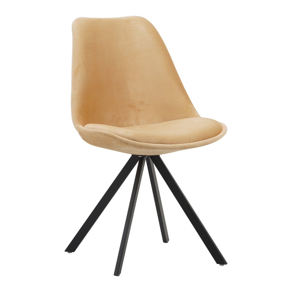 Esszimmerstuhl Jace Dimehouse Beige LxBxH 70x58x53 Stoff Weißes Foto diagonale Vorderansicht