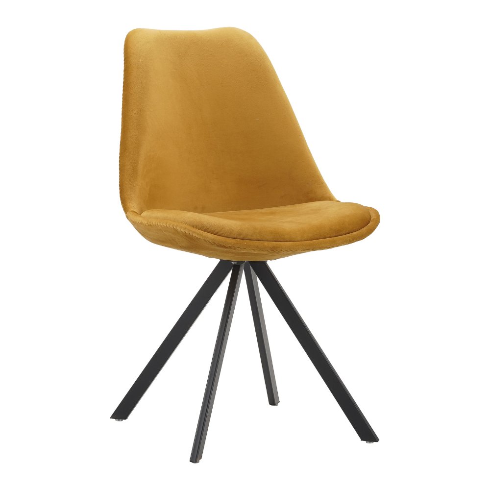 Esszimmerstuhl Jace Dimehouse Gelb LxBxH 70x58x53 Stoff Weißes Foto diagonale Vorderansicht