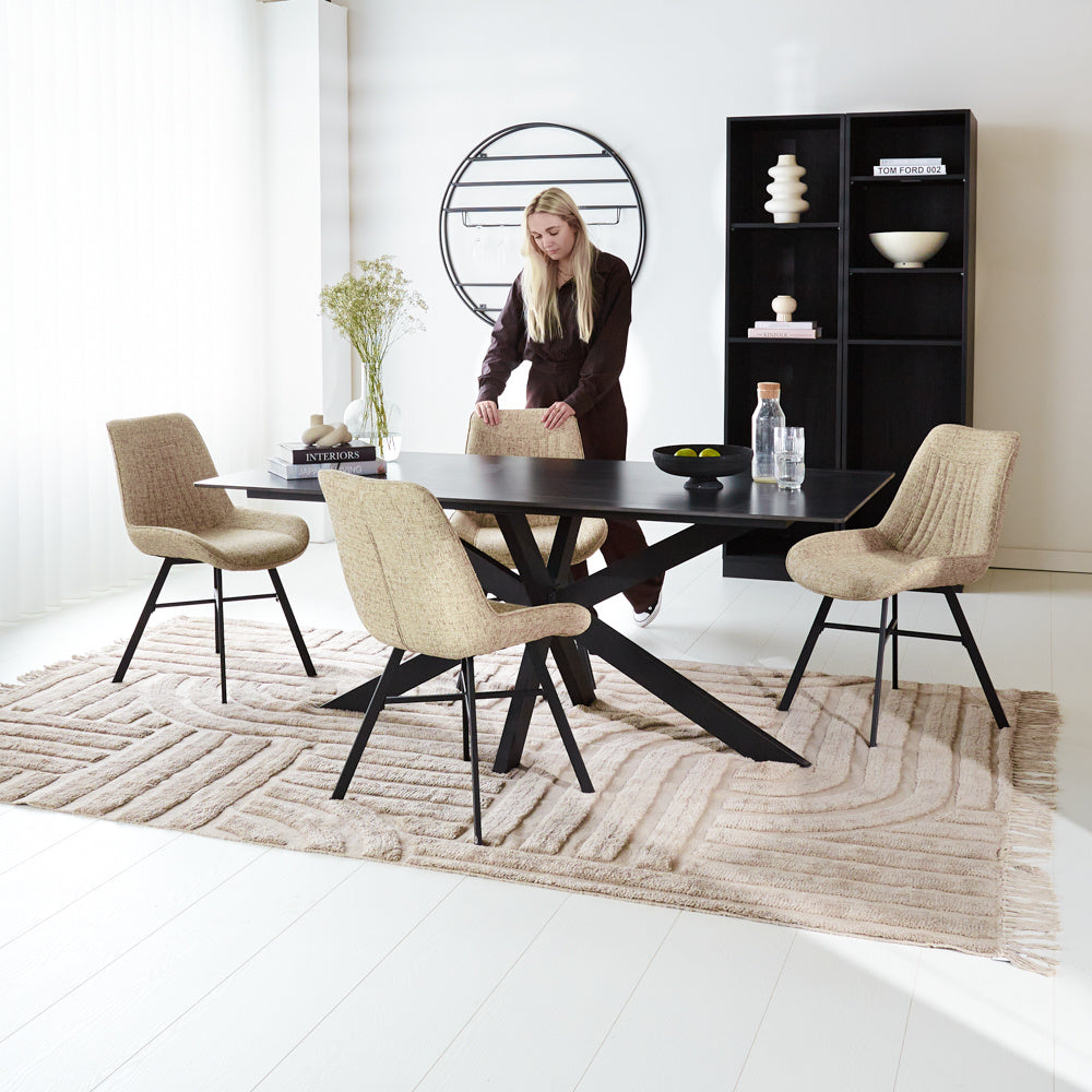 Esszimmerstuhl Jada Chenille Dimehouse Weiß LxBxH 79x57x53 Stoff Stimmungsvolles Situationsfoto
