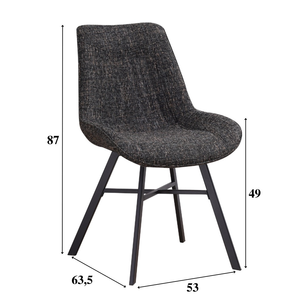 Esszimmerstuhl Jada Chenille Dimehouse Schwarz LxBxH 79x57x53 Stoff Weiß Fotogrößenangabe