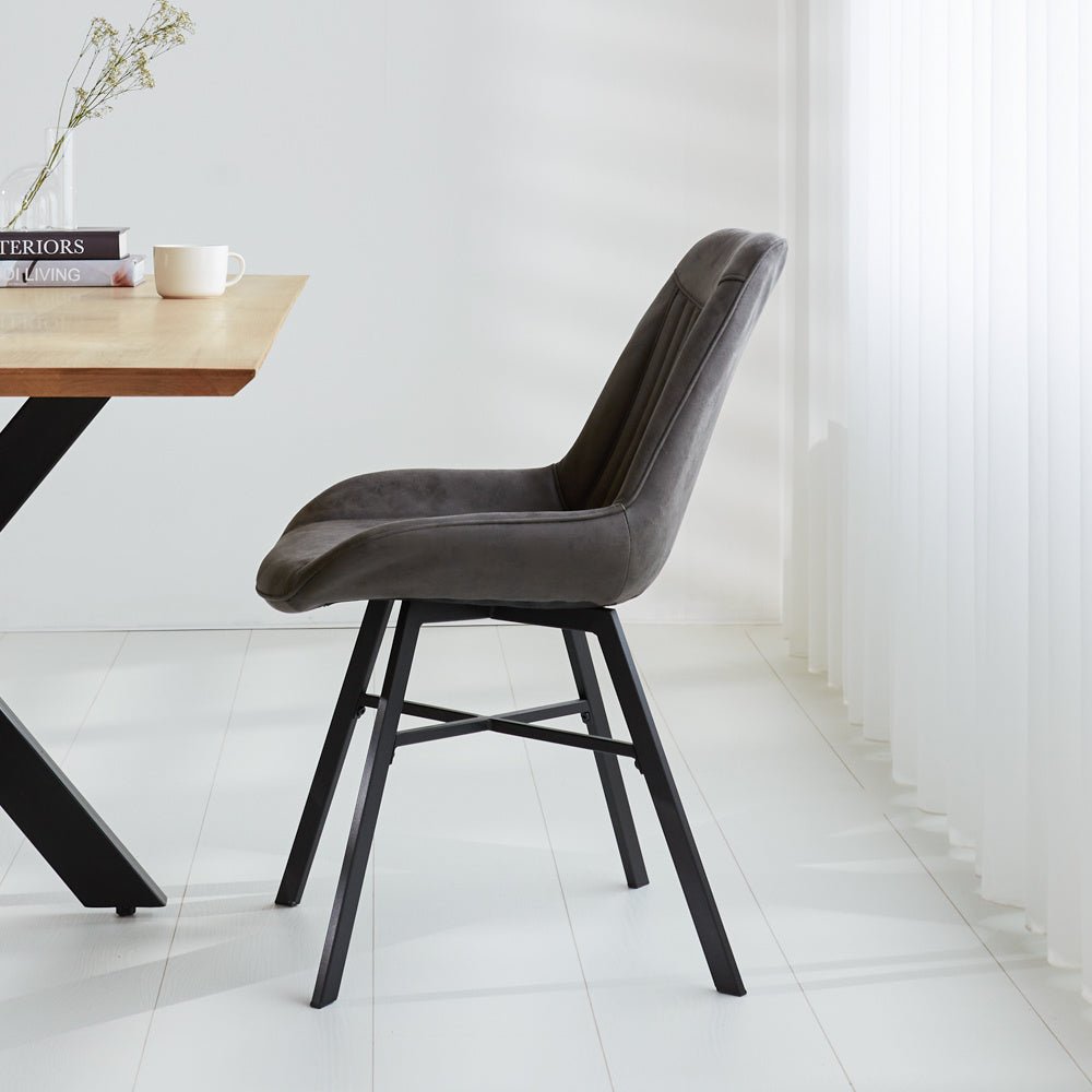 Esszimmerstuhl Jada Ecoleer Dimehouse Anthrazit LxBxH 79x57x53 Öko-Leder Stimmungsvolle Foto-Seitenansicht