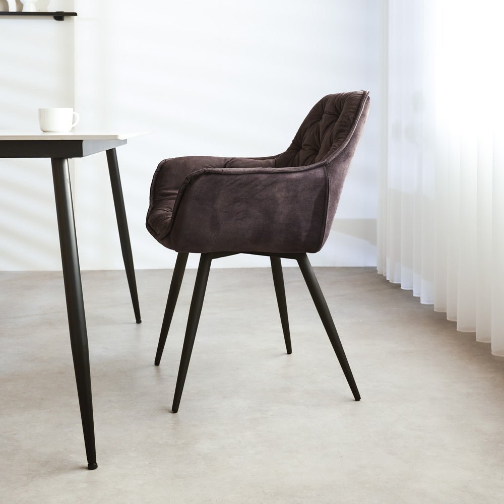 Esszimmerstuhl Audrey Dimehouse Anthrazit LxBxH 71x68x49 Stoff Stimmungsvolle Foto-Seitenansicht